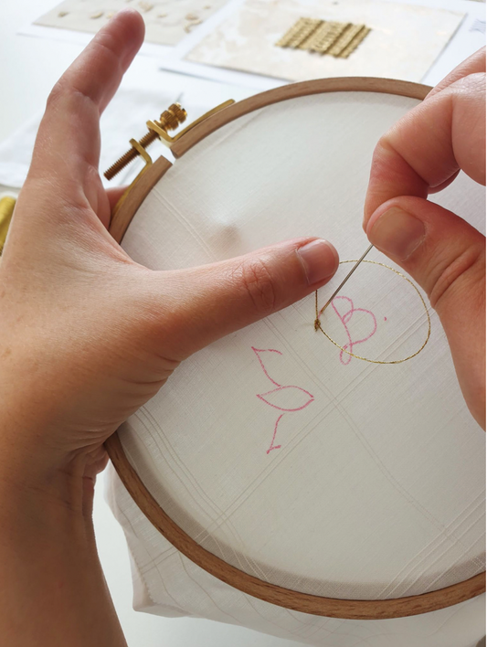 Brodez votre mouchoir en coton au fil d'or - 1h30